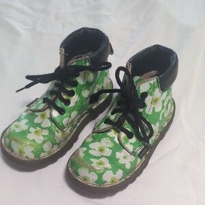 Dr. Martens Kids Floral Green Boots